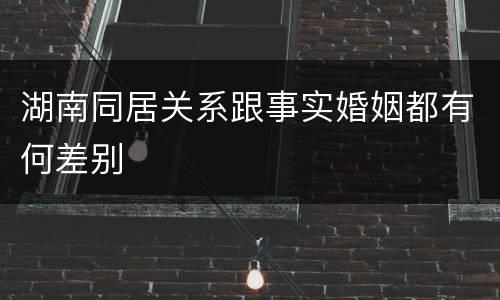 湖南同居关系跟事实婚姻都有何差别