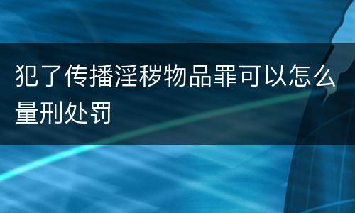 犯了传播淫秽物品罪可以怎么量刑处罚