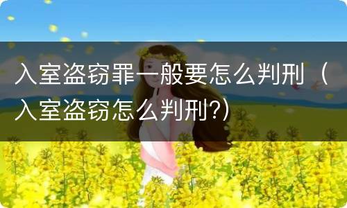 入室盗窃罪一般要怎么判刑（入室盗窃怎么判刑?）