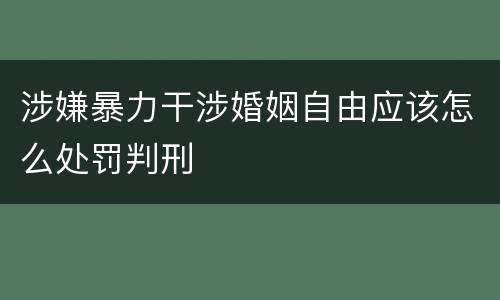涉嫌暴力干涉婚姻自由应该怎么处罚判刑