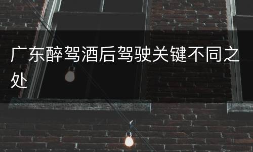 广东醉驾酒后驾驶关键不同之处