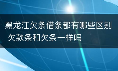 黑龙江欠条借条都有哪些区别 欠款条和欠条一样吗