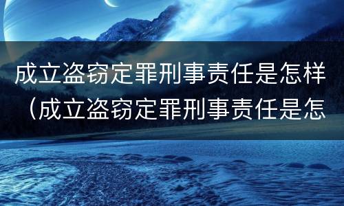 成立盗窃定罪刑事责任是怎样（成立盗窃定罪刑事责任是怎样定的）