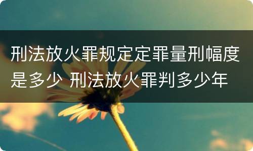 刑法放火罪规定定罪量刑幅度是多少 刑法放火罪判多少年