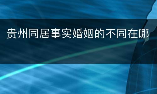 贵州同居事实婚姻的不同在哪