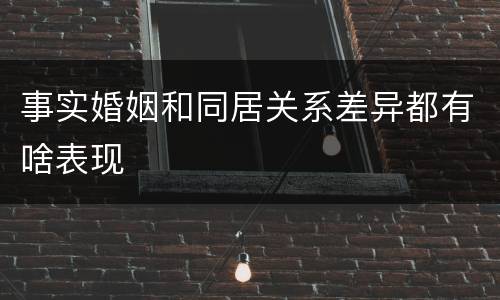 事实婚姻和同居关系差异都有啥表现