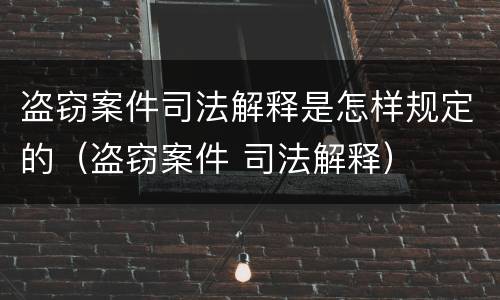 盗窃案件司法解释是怎样规定的（盗窃案件 司法解释）