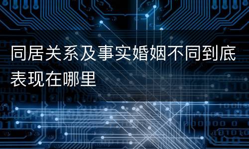 同居关系及事实婚姻不同到底表现在哪里