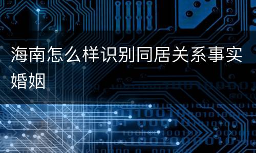 海南怎么样识别同居关系事实婚姻