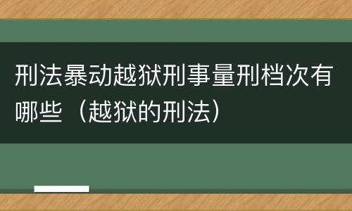 刑法暴动越狱刑事量刑档次有哪些（越狱的刑法）