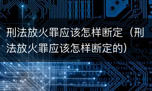 刑法放火罪应该怎样断定（刑法放火罪应该怎样断定的）