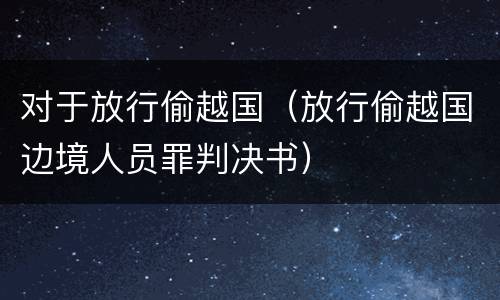 对于放行偷越国（放行偷越国边境人员罪判决书）