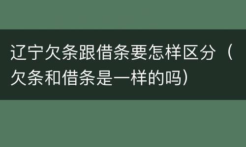 辽宁欠条跟借条要怎样区分（欠条和借条是一样的吗）