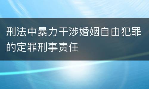 刑法中暴力干涉婚姻自由犯罪的定罪刑事责任