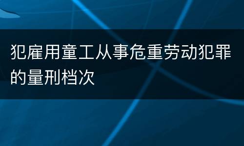 犯雇用童工从事危重劳动犯罪的量刑档次