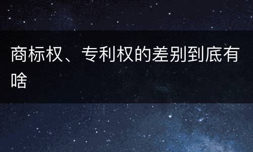 商标权、专利权的差别到底有啥