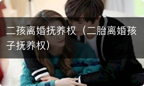 二孩离婚抚养权（二胎离婚孩子抚养权）