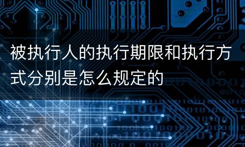 被执行人的执行期限和执行方式分别是怎么规定的