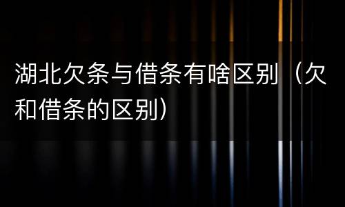 湖北欠条与借条有啥区别（欠和借条的区别）