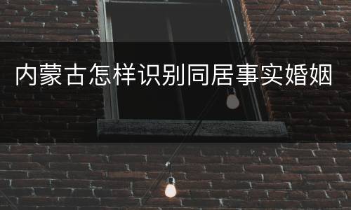 内蒙古怎样识别同居事实婚姻