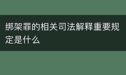 绑架罪的相关司法解释重要规定是什么