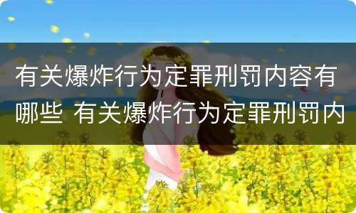 有关爆炸行为定罪刑罚内容有哪些 有关爆炸行为定罪刑罚内容有哪些规定