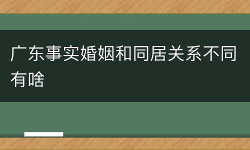 广东事实婚姻和同居关系不同有啥