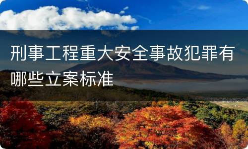 刑事工程重大安全事故犯罪有哪些立案标准