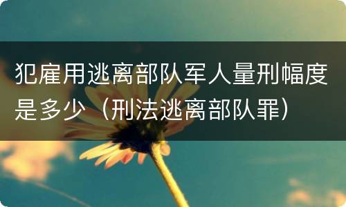 犯雇用逃离部队军人量刑幅度是多少（刑法逃离部队罪）