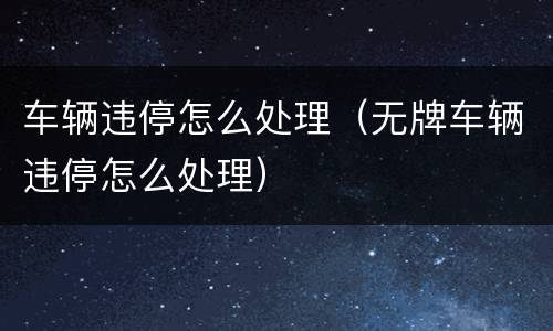 车辆违停怎么处理（无牌车辆违停怎么处理）