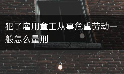 犯了雇用童工从事危重劳动一般怎么量刑