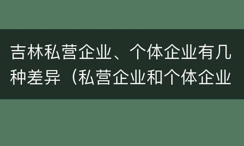 吉林私营企业、个体企业有几种差异（私营企业和个体企业的区别）