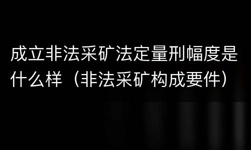 成立非法采矿法定量刑幅度是什么样（非法采矿构成要件）