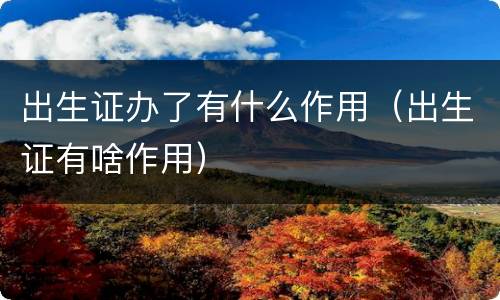 出生证办了有什么作用（出生证有啥作用）