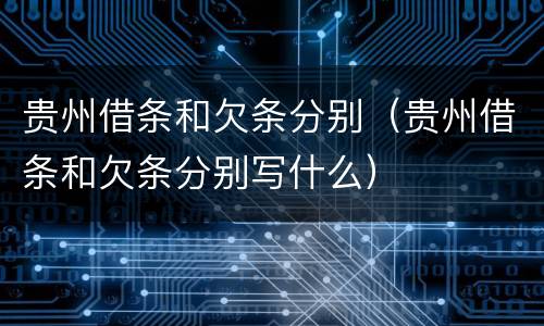 贵州借条和欠条分别（贵州借条和欠条分别写什么）