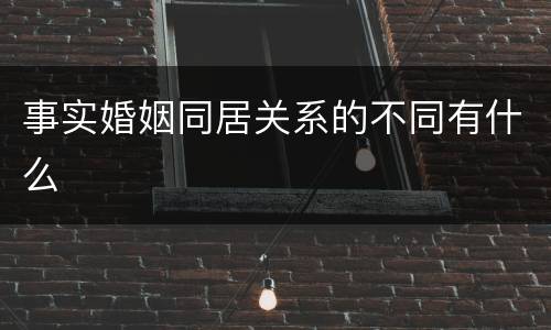 事实婚姻同居关系的不同有什么