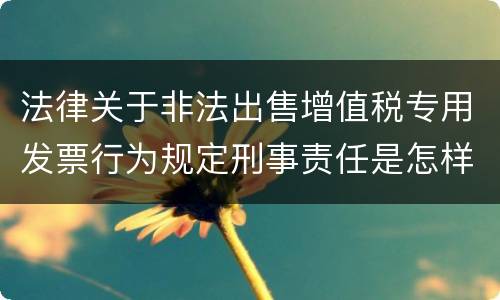 法律关于非法出售增值税专用发票行为规定刑事责任是怎样