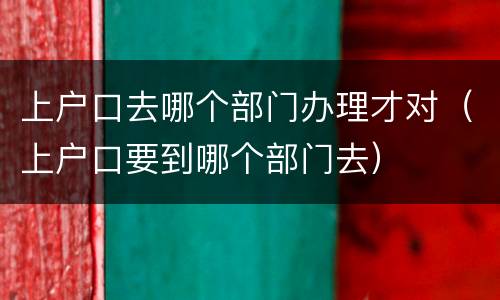 上户口去哪个部门办理才对（上户口要到哪个部门去）