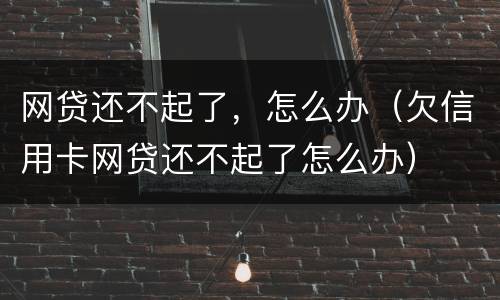 网贷还不起了，怎么办（欠信用卡网贷还不起了怎么办）