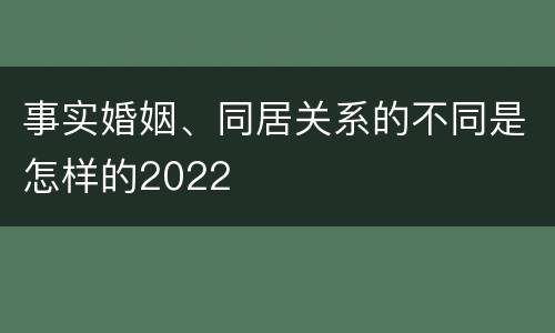 事实婚姻、同居关系的不同是怎样的2022