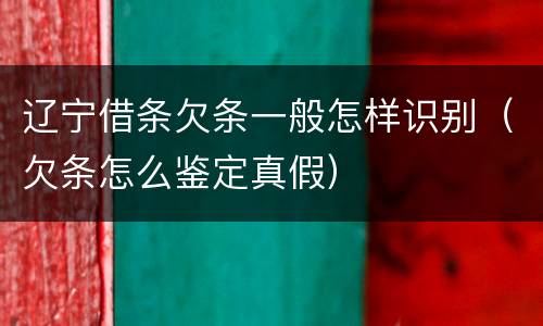 辽宁借条欠条一般怎样识别（欠条怎么鉴定真假）