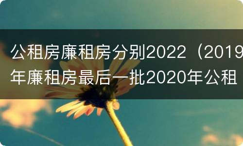 公租房廉租房分别2022（2019年廉租房最后一批2020年公租房）