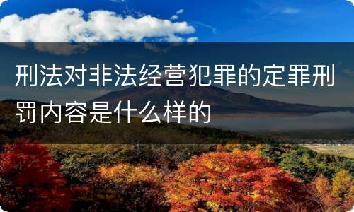 刑法对非法经营犯罪的定罪刑罚内容是什么样的