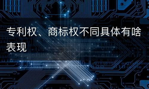 专利权、商标权不同具体有啥表现