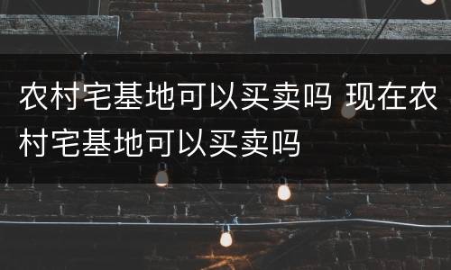 农村宅基地可以买卖吗 现在农村宅基地可以买卖吗