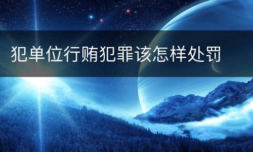 犯单位行贿犯罪该怎样处罚