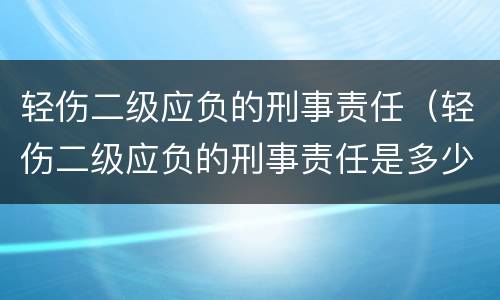 轻伤二级应负的刑事责任（轻伤二级应负的刑事责任是多少）