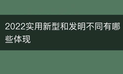 2022实用新型和发明不同有哪些体现