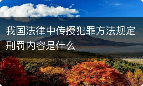 我国法律中传授犯罪方法规定刑罚内容是什么