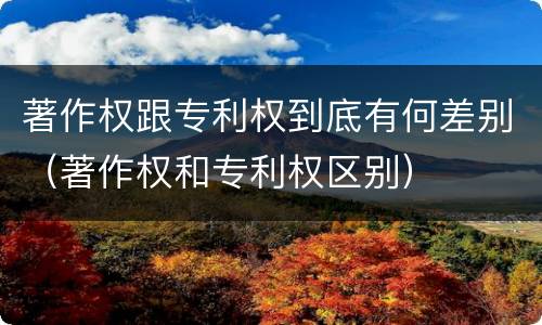 著作权跟专利权到底有何差别（著作权和专利权区别）